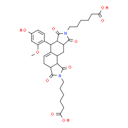 ChemSpider 2D Image | 6,6'-[6-(4-Hydroxy-2-methoxyphenyl)-1,3,7,9-tetraoxo-1,3,3a,4,6,6a,7,9,9a,10,10a,10b-dodecahydroisoindolo[5,6-e]isoindole-2,8-diyl]dihexanoic acid | C33H40N2O10