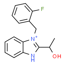 ChemSpider 2D Image | 3-(2-Fluorobenzyl)-2-(1-hydroxyethyl)-1H-3,1-benzimidazol-3-ium | C16H16FN2O