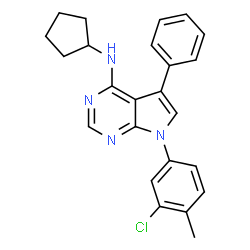 ChemSpider 2D Image | 7-(3-Chloro-4-methylphenyl)-N-cyclopentyl-5-phenyl-7H-pyrrolo[2,3-d]pyrimidin-4-amine | C24H23ClN4