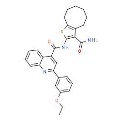 ChemSpider 2D Image | N-(3-Carbamoyl-4,5,6,7,8,9-hexahydrocycloocta[b]thiophen-2-yl)-2-(3-ethoxyphenyl)-4-quinolinecarboxamide | C29H29N3O3S
