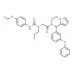 ChemSpider 2D Image | 3-(4-Ethoxyphenyl)-1-{2-oxo-2-[1-(3-phenoxyphenyl)-3,4-dihydropyrrolo[1,2-a]pyrazin-2(1H)-yl]ethyl}-1-propylurea | C33H36N4O4