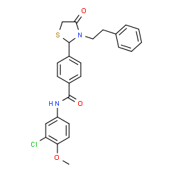 ChemSpider 2D Image | N-(3-Chloro-4-methoxyphenyl)-4-[4-oxo-3-(2-phenylethyl)-1,3-thiazolidin-2-yl]benzamide | C25H23ClN2O3S