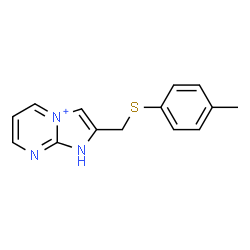 ChemSpider 2D Image | 2-{[(4-Methylphenyl)sulfanyl]methyl}-1H-imidazo[1,2-a]pyrimidin-4-ium | C14H14N3S