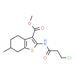 ChemSpider 2D Image | Methyl 2-[(3-chloropropanoyl)amino]-6-methyl-4,5,6,7-tetrahydro-1-benzothiophene-3-carboxylate | C14H18ClNO3S