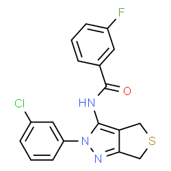 ChemSpider 2D Image | N-[2-(3-Chlorophenyl)-2,6-dihydro-4H-thieno[3,4-c]pyrazol-3-yl]-3-fluorobenzamide | C18H13ClFN3OS