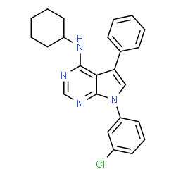 ChemSpider 2D Image | 7-(3-Chlorophenyl)-N-cyclohexyl-5-phenyl-7H-pyrrolo[2,3-d]pyrimidin-4-amine | C24H23ClN4