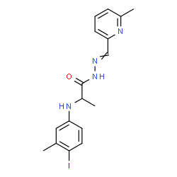 ChemSpider 2D Image | 2-[(4-Iodo-3-methylphenyl)amino]-N'-[(6-methyl-2-pyridinyl)methylene]propanehydrazide | C17H19IN4O