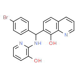 ChemSpider 2D Image | 7-{(4-Bromophenyl)[(3-hydroxy-2-pyridinyl)amino]methyl}-8-quinolinol | C21H16BrN3O2