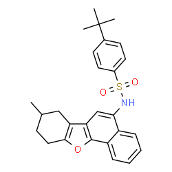ChemSpider 2D Image | 4-(2-Methyl-2-propanyl)-N-(8-methyl-7,8,9,10-tetrahydrobenzo[b]naphtho[2,1-d]furan-5-yl)benzenesulfonamide | C27H29NO3S
