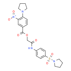 ChemSpider 2D Image | 2-Oxo-2-{[4-(1-pyrrolidinylsulfonyl)phenyl]amino}ethyl 3-nitro-4-(1-pyrrolidinyl)benzoate | C23H26N4O7S