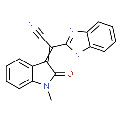 ChemSpider 2D Image | 1H-Benzimidazol-2-yl(1-methyl-2-oxo-1,2-dihydro-3H-indol-3-ylidene)acetonitrile | C18H12N4O