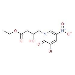 ChemSpider 2D Image | Ethyl 4-(3-bromo-5-nitro-2-oxo-1(2H)-pyridinyl)-3-hydroxybutanoate | C11H13BrN2O6