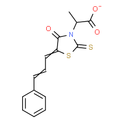 ChemSpider 2D Image | 2-[4-Oxo-5-(3-phenyl-2-propen-1-ylidene)-2-thioxo-1,3-thiazolidin-3-yl]propanoate | C15H12NO3S2