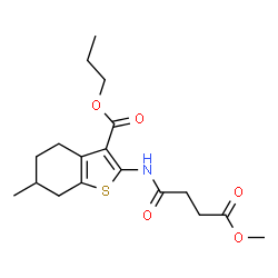 ChemSpider 2D Image | Propyl 2-[(4-methoxy-4-oxobutanoyl)amino]-6-methyl-4,5,6,7-tetrahydro-1-benzothiophene-3-carboxylate | C18H25NO5S