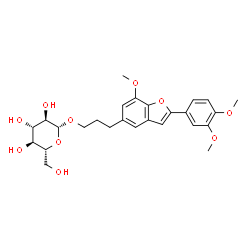 ChemSpider 2D Image | 3-[2-(3,4-Dimethoxyphenyl)-7-methoxy-1-benzofuran-5-yl]propyl beta-D-glucopyranoside | C26H32O10
