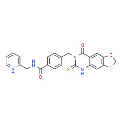 ChemSpider 2D Image | 2-[({4-[(8-Oxo-6-thioxo-5,8-dihydro[1,3]dioxolo[4,5-g]quinazolin-7(6H)-yl)methyl]benzoyl}amino)methyl]pyridinium | C23H19N4O4S