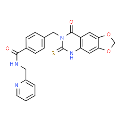 ChemSpider 2D Image | 4-[(8-Oxo-6-thioxo-5,8-dihydro[1,3]dioxolo[4,5-g]quinazolin-7(6H)-yl)methyl]-N-(2-pyridinylmethyl)benzamide | C23H18N4O4S