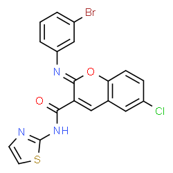 ChemSpider 2D Image | (2Z)-2-[(3-Bromophenyl)imino]-6-chloro-N-(1,3-thiazol-2-yl)-2H-chromene-3-carboxamide | C19H11BrClN3O2S
