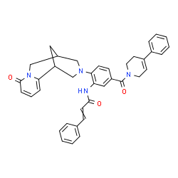 ChemSpider 2D Image | N-{2-(6-Oxo-7,11-diazatricyclo[7.3.1.0~2,7~]trideca-2,4-dien-11-yl)-5-[(4-phenyl-3,6-dihydro-1(2H)-pyridinyl)carbonyl]phenyl}-3-phenylacrylamide | C38H36N4O3