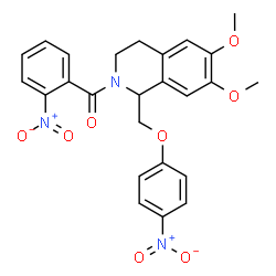 ChemSpider 2D Image | {6,7-Dimethoxy-1-[(4-nitrophenoxy)methyl]-3,4-dihydro-2(1H)-isoquinolinyl}(2-nitrophenyl)methanone | C25H23N3O8