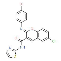 ChemSpider 2D Image | (2Z)-2-[(4-Bromophenyl)imino]-6-chloro-N-(1,3-thiazol-2-yl)-2H-chromene-3-carboxamide | C19H11BrClN3O2S