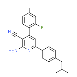 ChemSpider 2D Image | 2-Amino-4-(2,4-difluorophenyl)-6-(4-isobutylphenyl)nicotinonitrile | C22H19F2N3