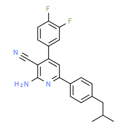 ChemSpider 2D Image | 2-Amino-4-(3,4-difluorophenyl)-6-(4-isobutylphenyl)nicotinonitrile | C22H19F2N3