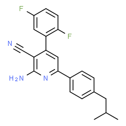 ChemSpider 2D Image | 2-Amino-4-(2,5-difluorophenyl)-6-(4-isobutylphenyl)nicotinonitrile | C22H19F2N3