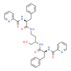 ChemSpider 2D Image | N-[(2S)-1-{[(2S)-1-Hydroxy-4-({(2S)-3-phenyl-2-[(2-pyridinylcarbonyl)amino]propanoyl}amino)-2-butanyl]amino}-1-oxo-3-phenyl-2-propanyl]-2-pyridinecarboxamide | C34H36N6O5