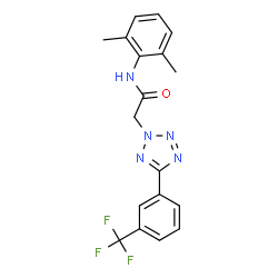 ChemSpider 2D Image | N-(2,6-Dimethylphenyl)-2-{5-[3-(trifluoromethyl)phenyl]-2H-tetrazol-2-yl}acetamide | C18H16F3N5O
