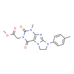 ChemSpider 2D Image | Methyl [1-methyl-8-(4-methylphenyl)-2,4-dioxo-1,2,4,6,7,8-hexahydro-3H-imidazo[2,1-f]purin-3-yl]acetate | C18H19N5O4