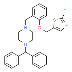 ChemSpider 2D Image | 1-{2-[(2-Chloro-1,3-thiazol-5-yl)methoxy]benzyl}-4-(diphenylmethyl)piperazine | C28H28ClN3OS