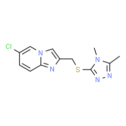 ChemSpider 2D Image | 6-Chloro-2-{[(4,5-dimethyl-4H-1,2,4-triazol-3-yl)sulfanyl]methyl}imidazo[1,2-a]pyridine | C12H12ClN5S