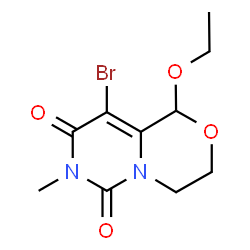 ChemSpider 2D Image | 9-Bromo-1-ethoxy-7-methyl-3,4-dihydropyrimido[6,1-c][1,4]oxazine-6,8(1H,7H)-dione | C10H13BrN2O4