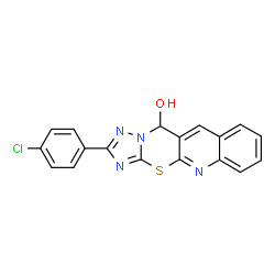 ChemSpider 2D Image | 2-(4-Chlorophenyl)-11H-[1,2,4]triazolo[5',1':2,3][1,3]thiazino[6,5-b]quinolin-11-ol | C18H11ClN4OS
