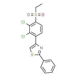 ChemSpider 2D Image | 4-[2,3-Dichloro-4-(ethylsulfonyl)phenyl]-2-phenyl-1,3-thiazole | C17H13Cl2NO2S2