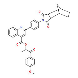 ChemSpider 2D Image | 1-(4-Methoxyphenyl)-1-oxo-2-propanyl 2-[4-(3,5-dioxo-4-azatricyclo[5.2.1.0~2,6~]dec-4-yl)phenyl]-4-quinolinecarboxylate | C35H30N2O6