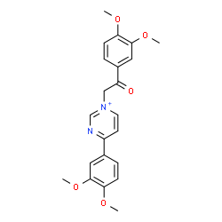 ChemSpider 2D Image | 4-(3,4-Dimethoxyphenyl)-1-[2-(3,4-dimethoxyphenyl)-2-oxoethyl]pyrimidin-1-ium | C22H23N2O5