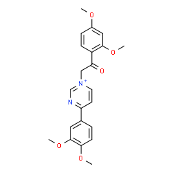 ChemSpider 2D Image | 4-(3,4-Dimethoxyphenyl)-1-[2-(2,4-dimethoxyphenyl)-2-oxoethyl]pyrimidin-1-ium | C22H23N2O5