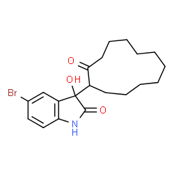 ChemSpider 2D Image | 5-Bromo-3-hydroxy-3-(2-oxocyclododecyl)-1,3-dihydro-2H-indol-2-one | C20H26BrNO3