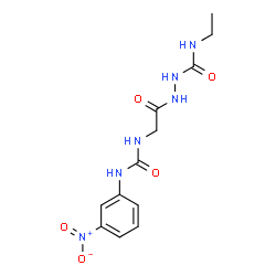 ChemSpider 2D Image | N-Ethyl-2-({[(3-nitrophenyl)carbamoyl]amino}acetyl)hydrazinecarboxamide | C12H16N6O5