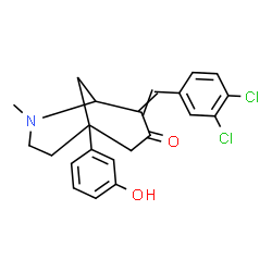 ChemSpider 2D Image | 8-(3,4-Dichlorobenzylidene)-5-(3-hydroxyphenyl)-2-methyl-2-azabicyclo[3.3.1]nonan-7-one | C22H21Cl2NO2