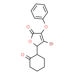 ChemSpider 2D Image | 4-Bromo-5-(2-oxocyclohexyl)-3-phenoxy-2(5H)-furanone | C16H15BrO4