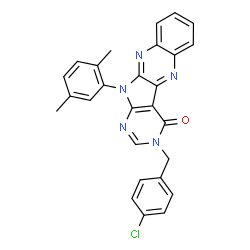 ChemSpider 2D Image | 3-(4-Chlorobenzyl)-11-(2,5-dimethylphenyl)-3,11-dihydro-4H-pyrimido[5',4':4,5]pyrrolo[2,3-b]quinoxalin-4-one | C27H20ClN5O