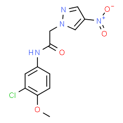 ChemSpider 2D Image | N-(3-Chloro-4-methoxyphenyl)-2-(4-nitro-1H-pyrazol-1-yl)acetamide | C12H11ClN4O4
