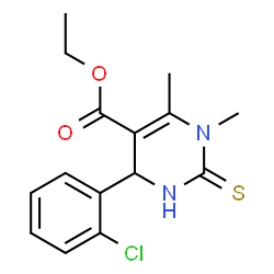 ChemSpider 2D Image | Ethyl 4-(2-chlorophenyl)-1,6-dimethyl-2-thioxo-1,2,3,4-tetrahydro-5-pyrimidinecarboxylate | C15H17ClN2O2S