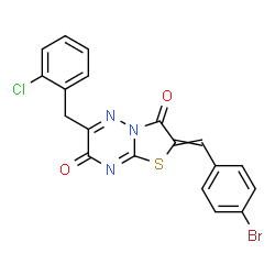 ChemSpider 2D Image | 2-(4-Bromobenzylidene)-6-(2-chlorobenzyl)-7H-[1,3]thiazolo[3,2-b][1,2,4]triazine-3,7(2H)-dione | C19H11BrClN3O2S