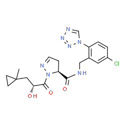 ChemSpider 2D Image | (5S)-N-[5-Chloro-2-(1H-tetrazol-1-yl)benzyl]-1-[(2R)-2-hydroxy-3-(1-methylcyclopropyl)propanoyl]-4,5-dihydro-1H-pyrazole-5-carboxamide | C19H22ClN7O3