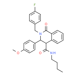 ChemSpider 2D Image | N-Butyl-2-(4-fluorobenzyl)-3-(4-methoxyphenyl)-1-oxo-1,2,3,4-tetrahydro-4-isoquinolinecarboxamide | C28H29FN2O3