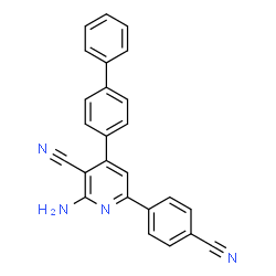 ChemSpider 2D Image | 2-Amino-4-(4-biphenylyl)-6-(4-cyanophenyl)nicotinonitrile | C25H16N4